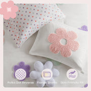 Kids Chenille Comforter Set - White/Purple (4-Piece)