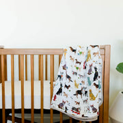 Cotton Muslin Toddler Blanket - Woof Pattern