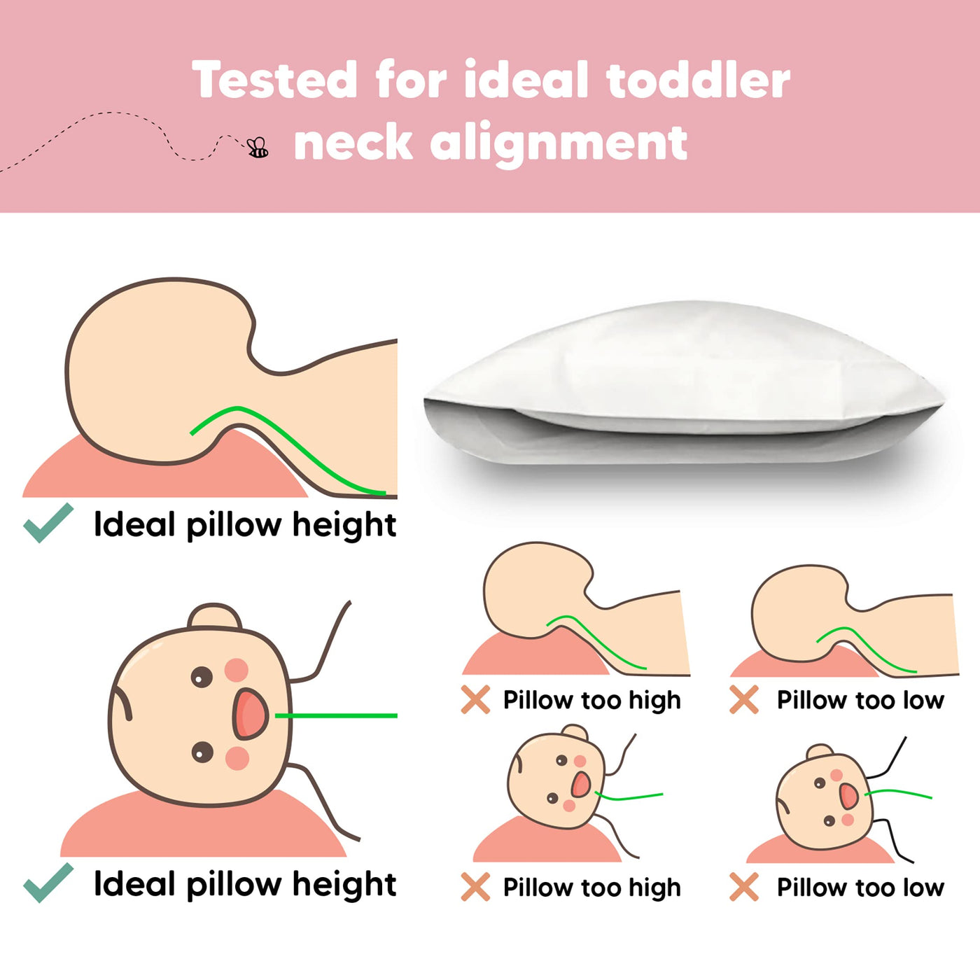 Organic Cotton Toddler Pillow with Pillowcase - Soft White