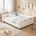 Full Montessori Floor Bed with Safety Rails - Beige