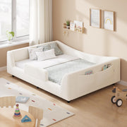 Full Montessori Floor Bed with Safety Rails - Beige