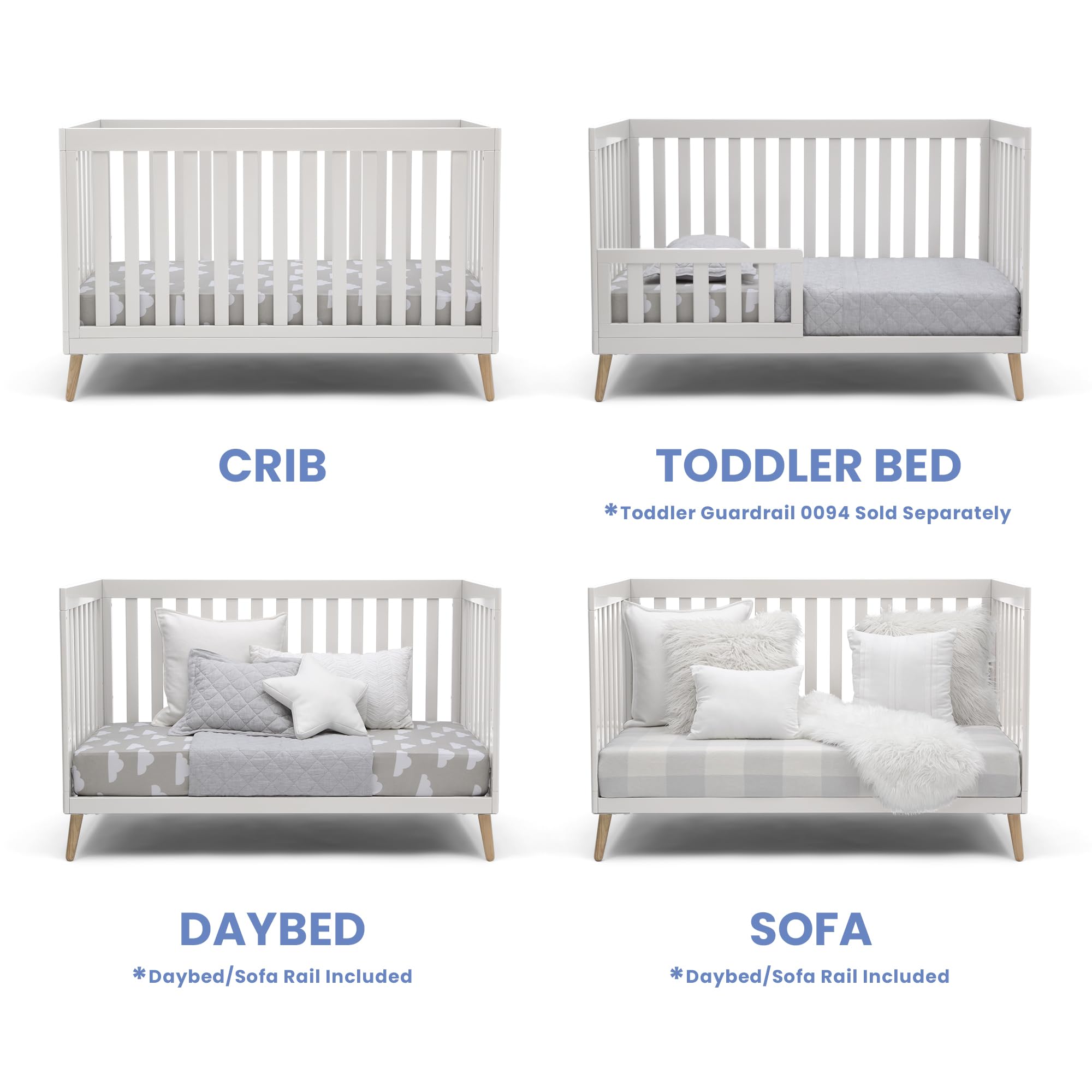 Convertible Baby Crib - White/Natural
