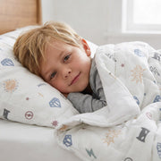 Organic Toddler Comforter - Mighty Heroes Pattern
