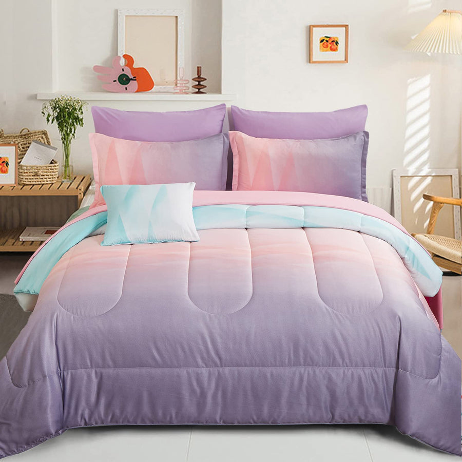 Rainbow Ombre Comforter Set - Full (7-Piece)