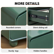 Mid-Century 2-Drawer Nightstand Set - Green