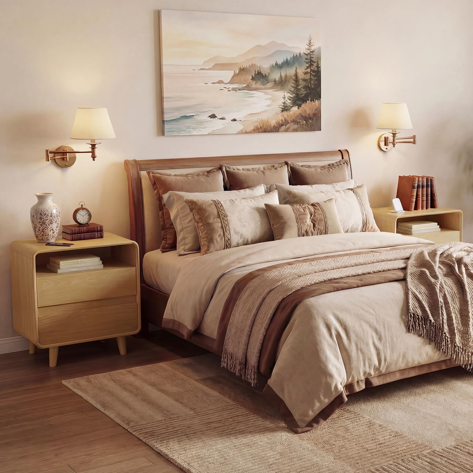 Nightstand with Charging Station - Oak