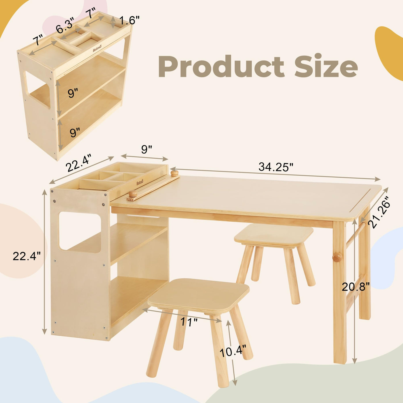 Kids Art Table & Chair Set with Storage