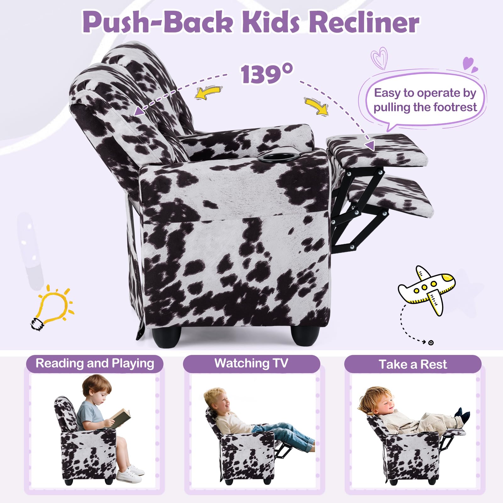 Kids Recliner Chair with Cup Holder
