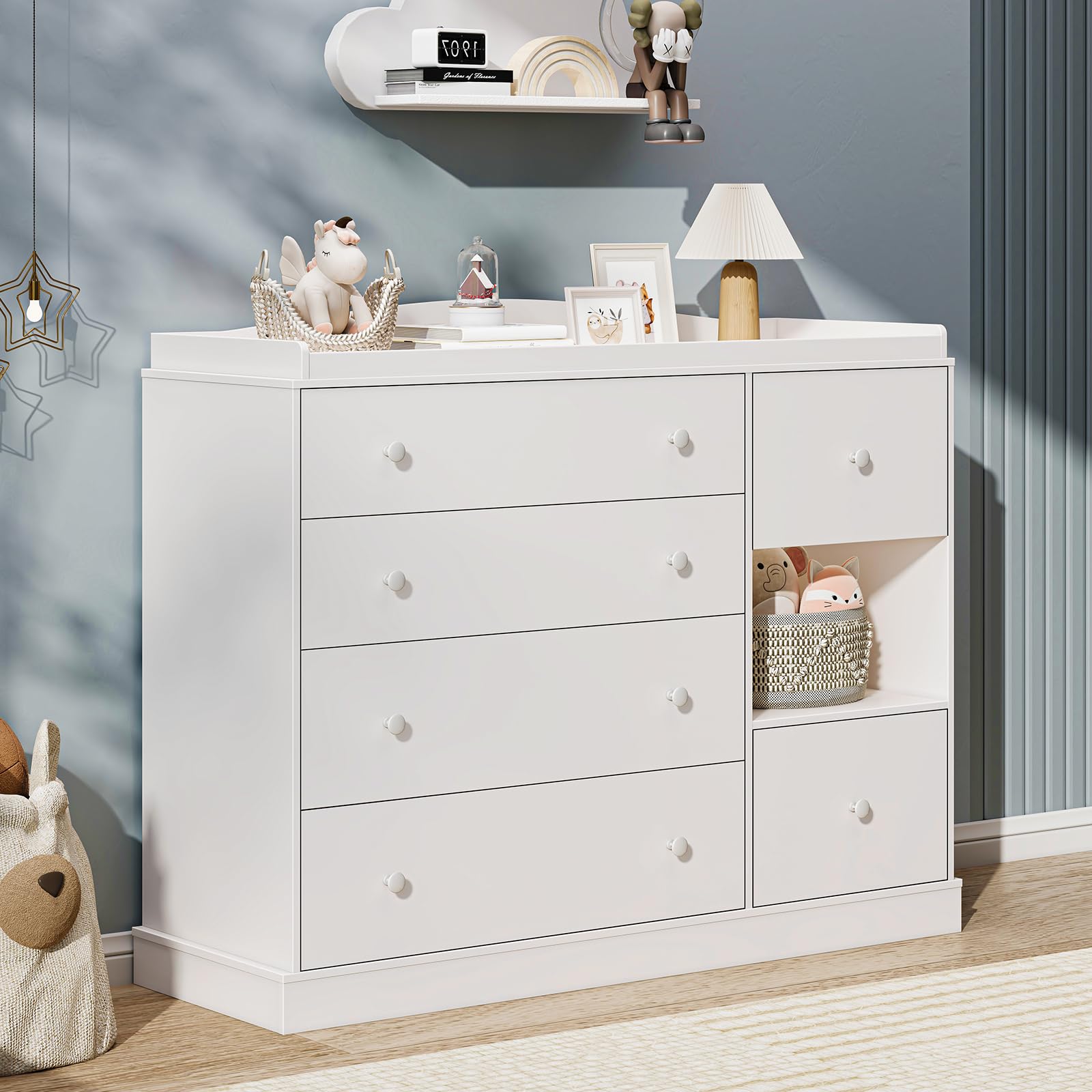 Kids 6-Drawer Dresser & Changing Table - White