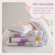 Kids Chenille Comforter Set - White/Purple (4-Piece)