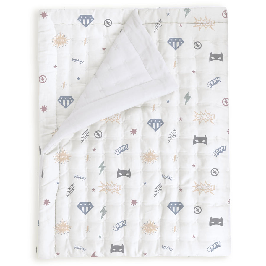 Organic Toddler Comforter - Mighty Heroes Pattern