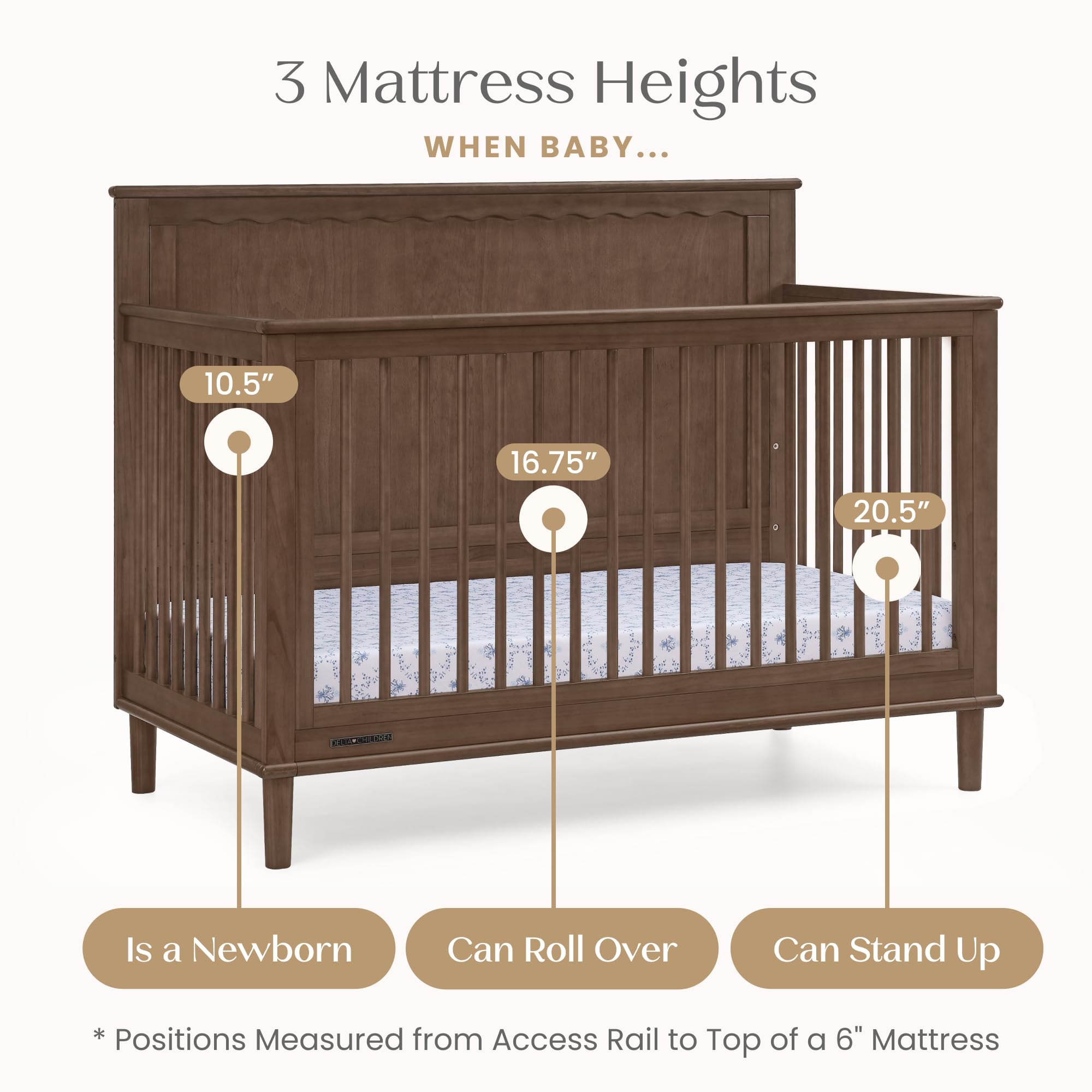 6-in-1 Convertible Crib - Teak Brown