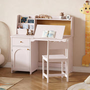 Kids Study Desk & Chair Set with Hutch - Pink