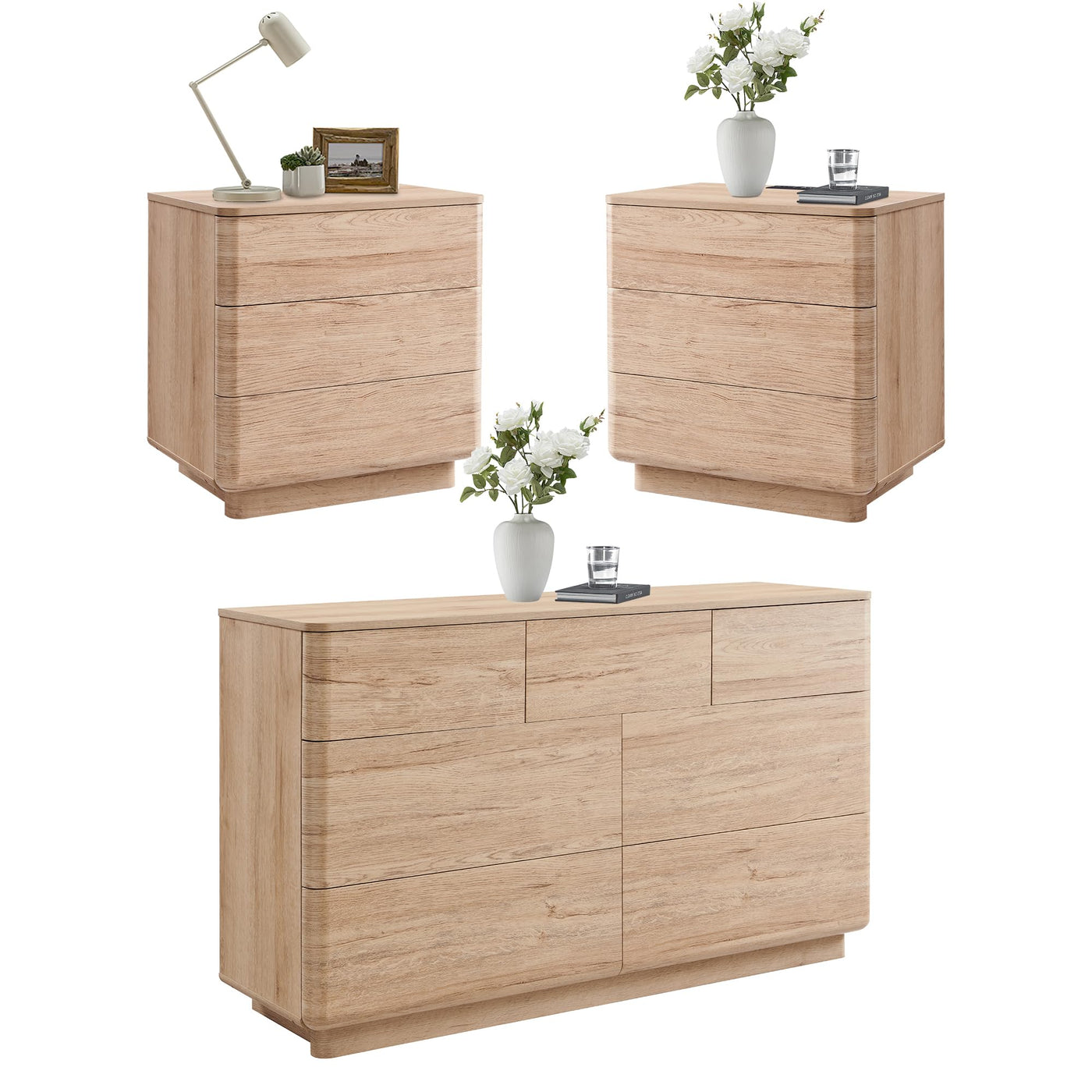 3-Piece Bedroom Furniture Set - Natural Oak