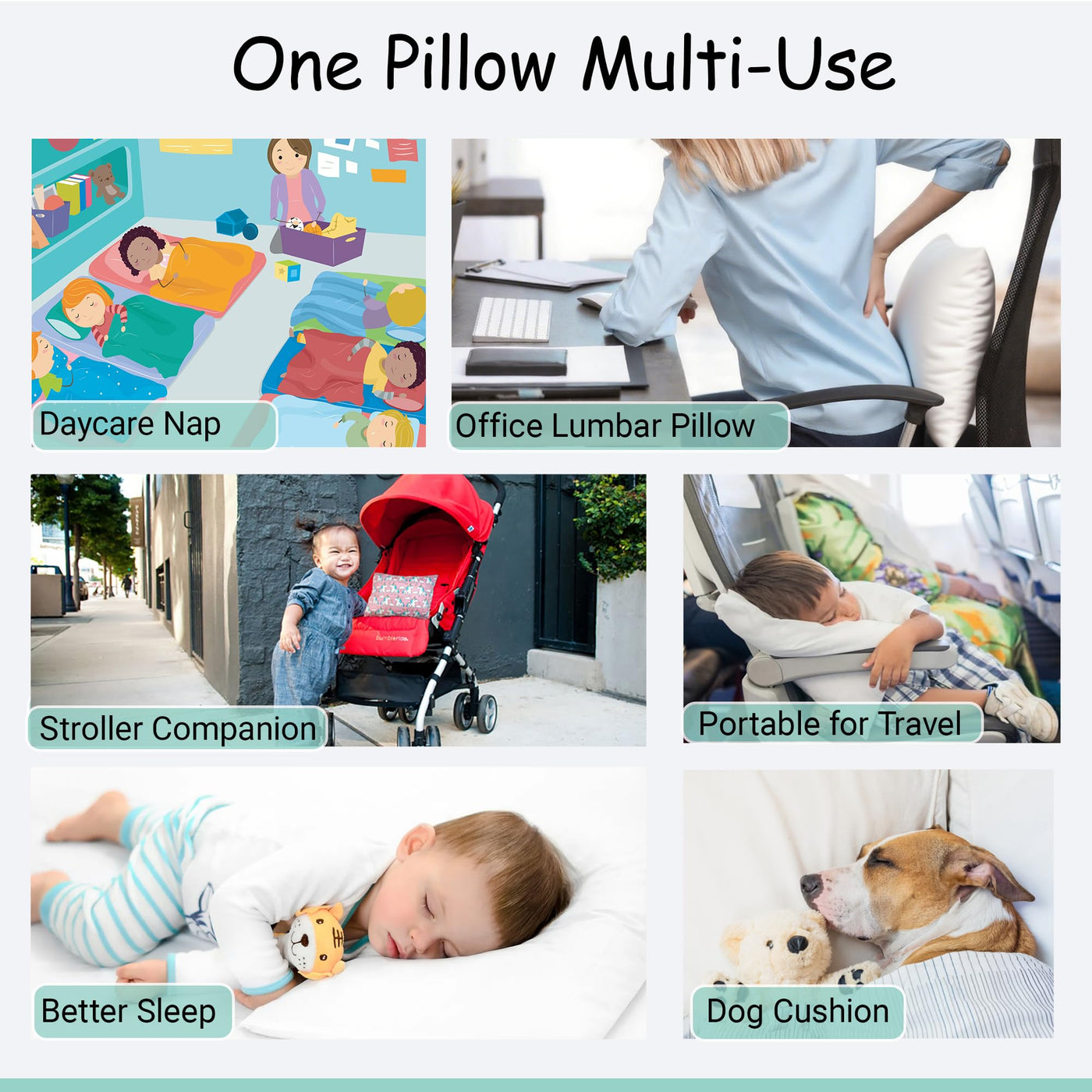 Organic Cotton Toddler Pillow with Pillowcase - White Stripe