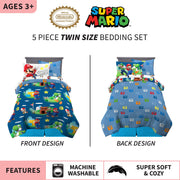 Kids Twin Comforter & Sheet Set - Mario Theme