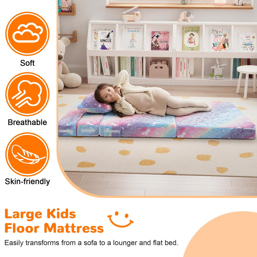 Kids Unicorn Tri-Fold Sofa Bed