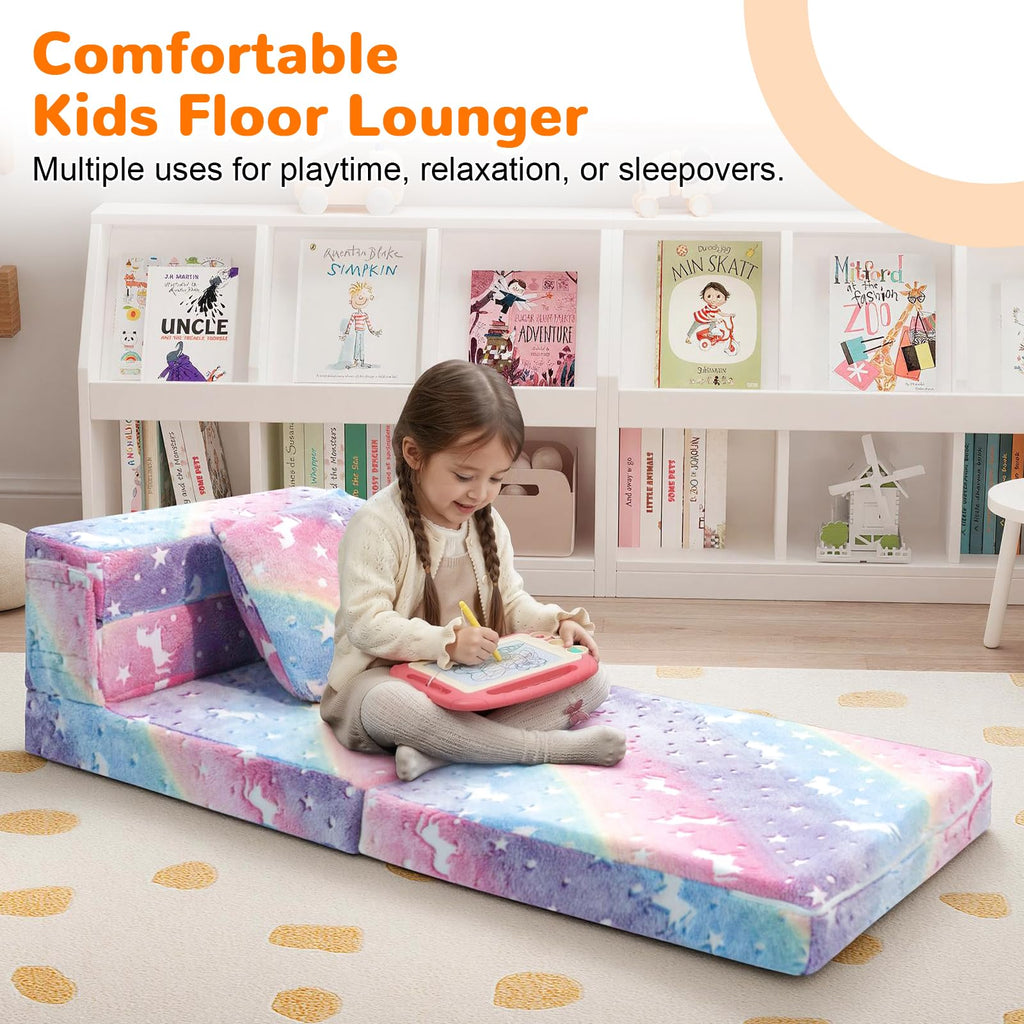 Kids Unicorn Tri-Fold Sofa Bed
