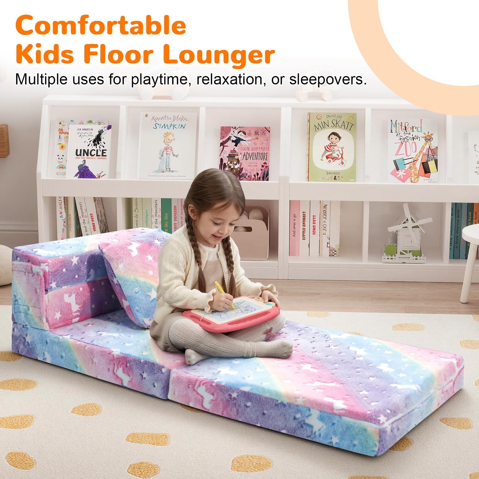 Kids Unicorn Tri-Fold Sofa Bed