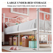 Twin Butterfly Metal Bed Frame - White