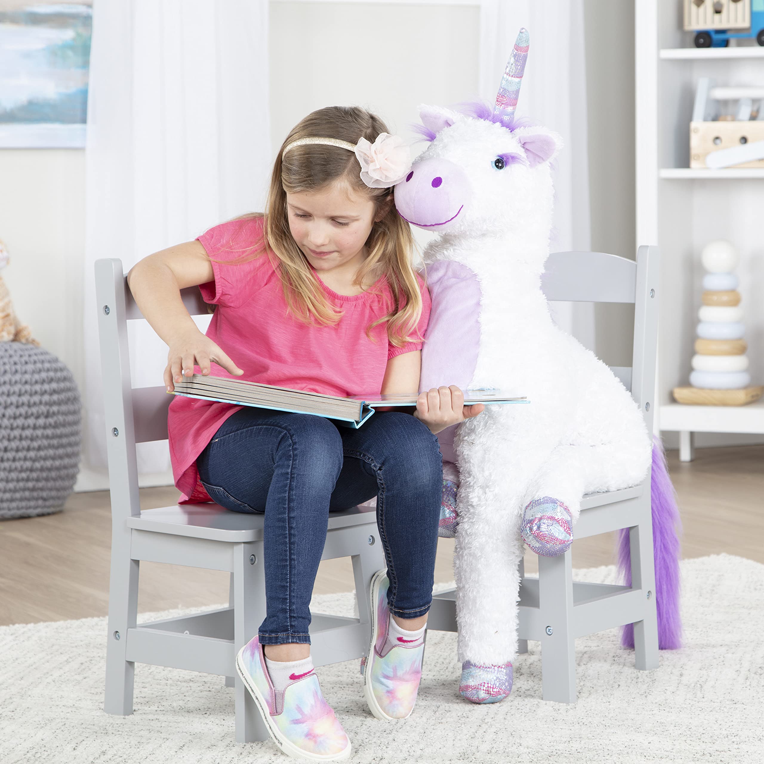 Kids Wooden Chair Set - Gray