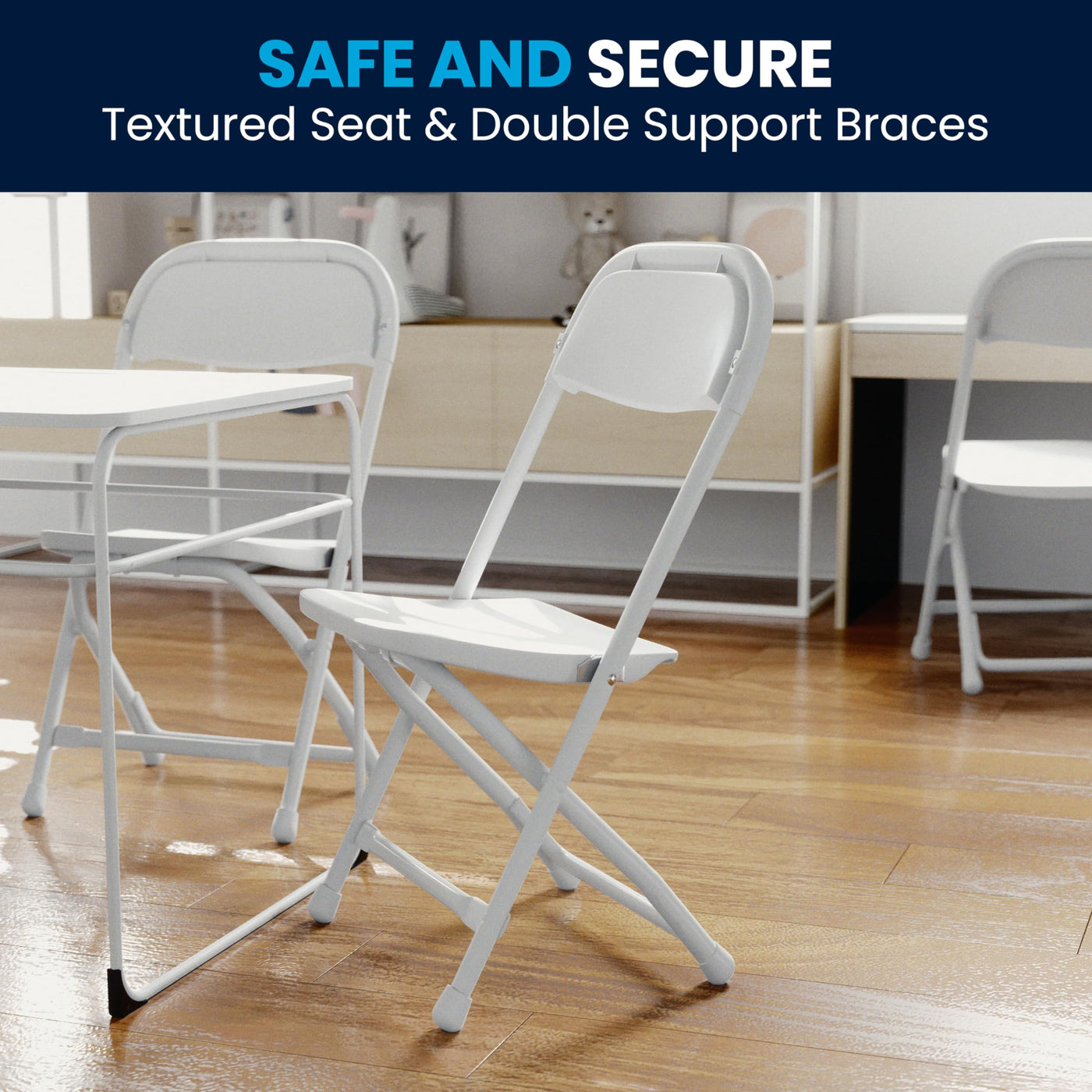 Kids Folding Chair Set - White (10-Pack)