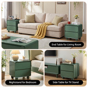Mid-Century 2-Drawer Nightstand Set - Green