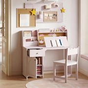 Kids Study Desk & Chair Set with Hutch - Pink