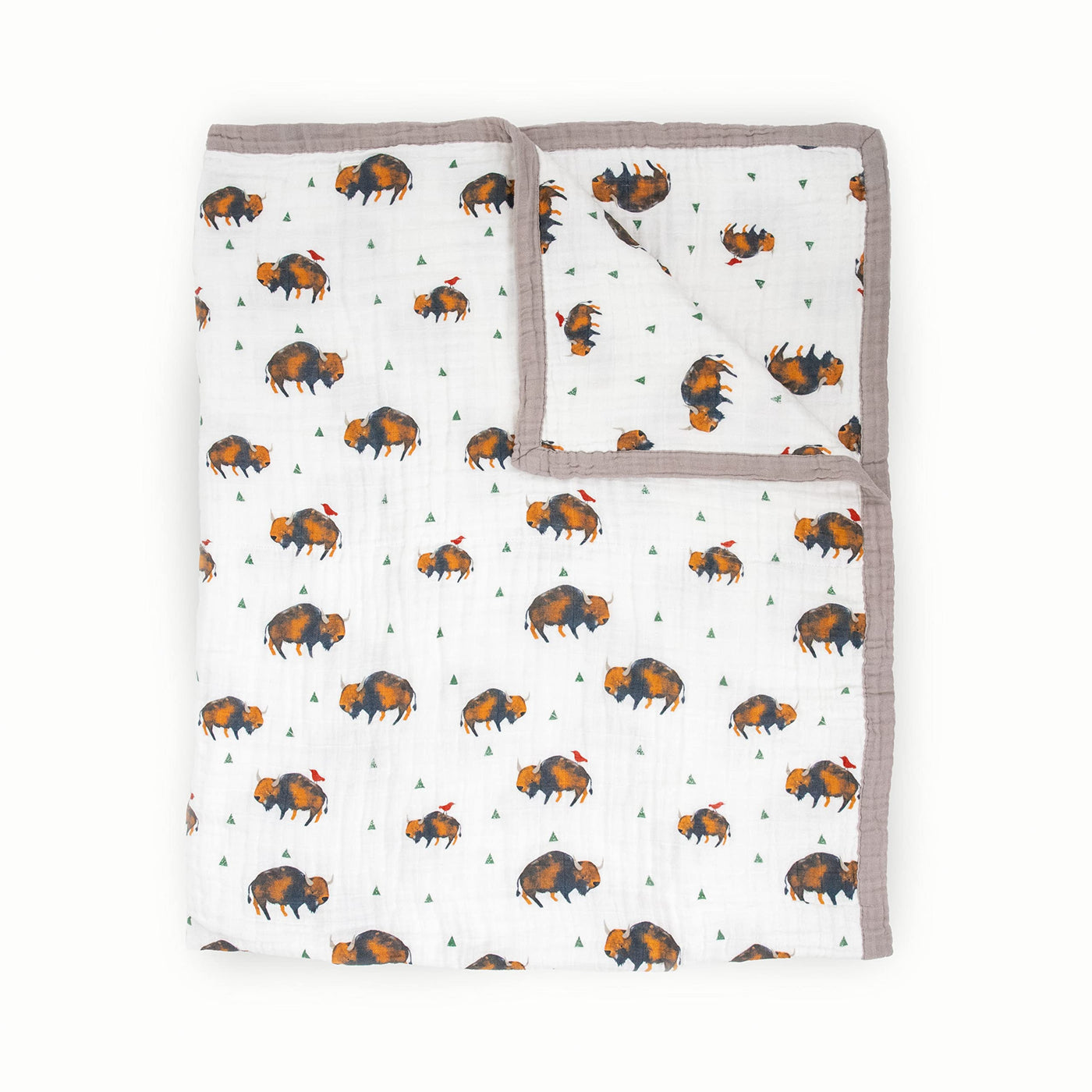 Premium Muslin Quilted Throw - Bison Pattern