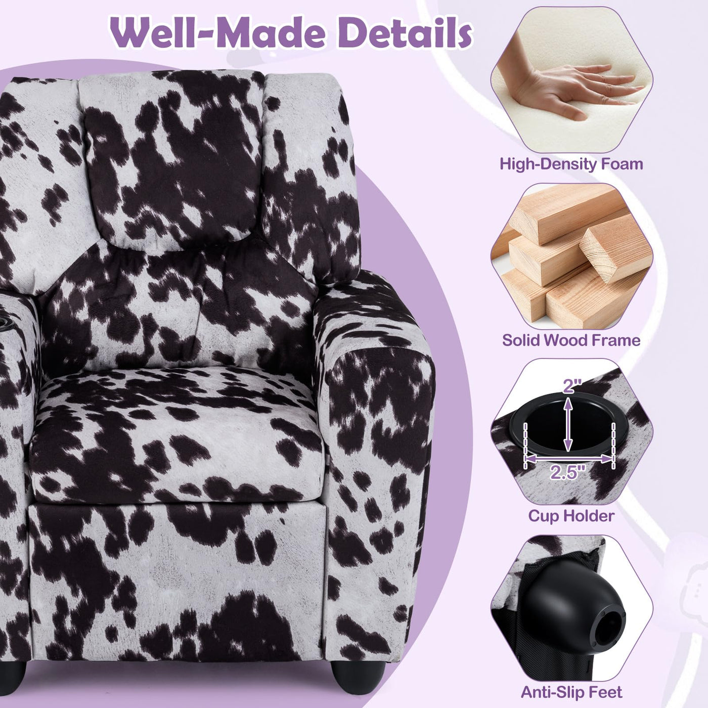 Kids Recliner Chair with Cup Holder