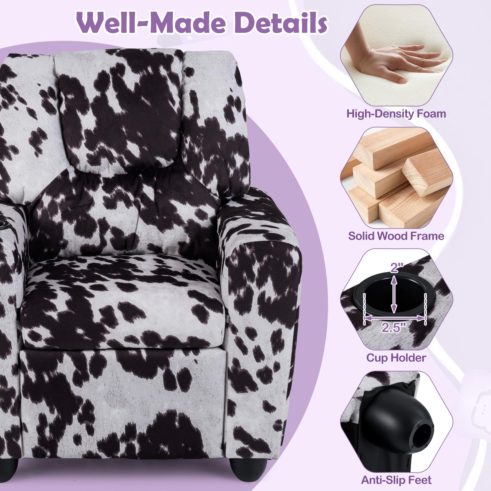 Kids Recliner Chair with Cup Holder