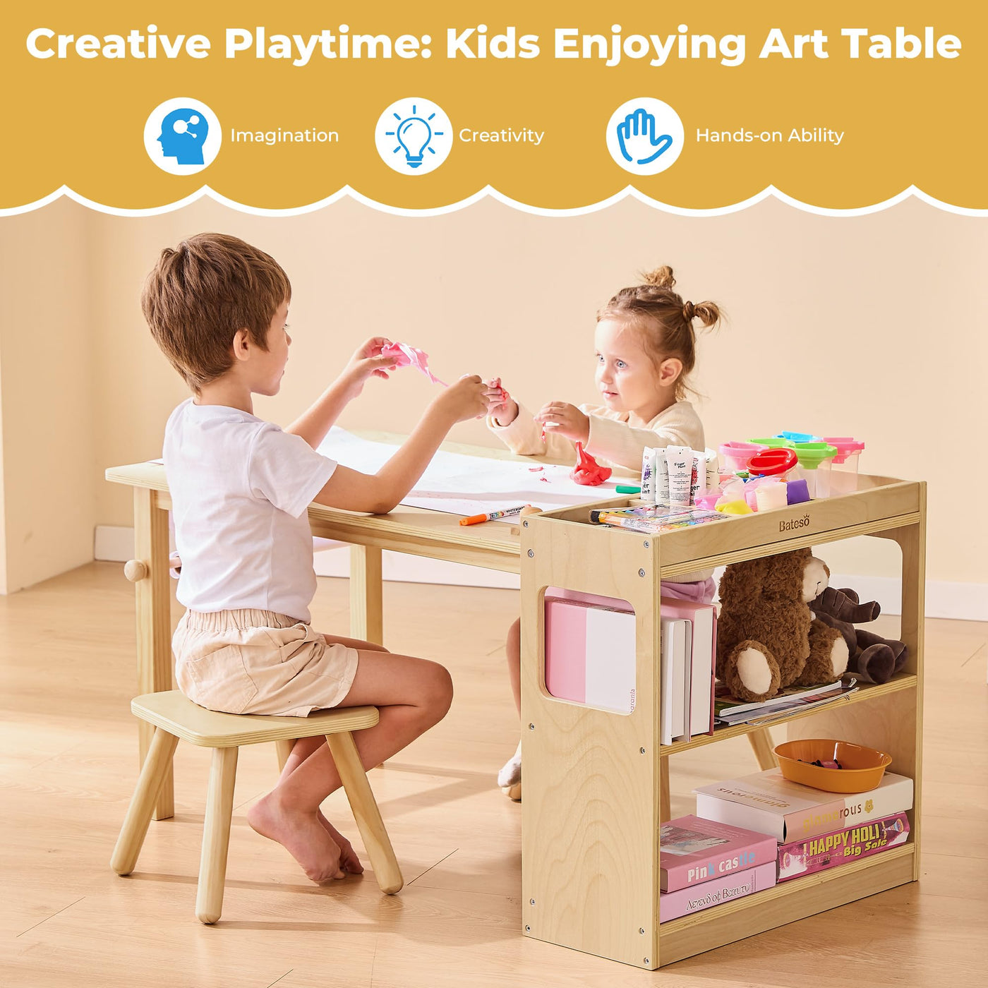 Kids Art Table & Chair Set with Storage