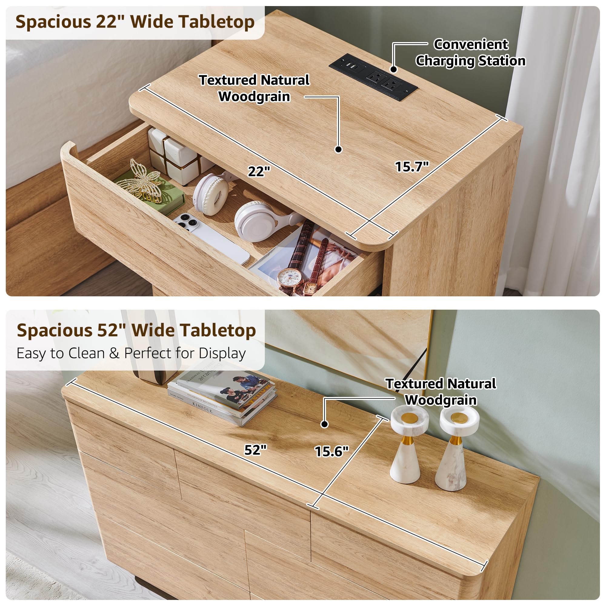 3-Piece Bedroom Furniture Set - Natural Oak