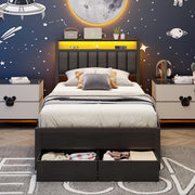 Twin Storage Bed with LED Lights & Charging Station