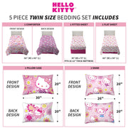 Kids Twin Bedding Set - Hello Kitty Theme (5-Piece)