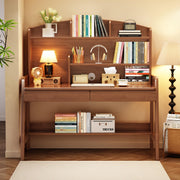 Kids Study Desk with Bookshelf & Drawers - Brown