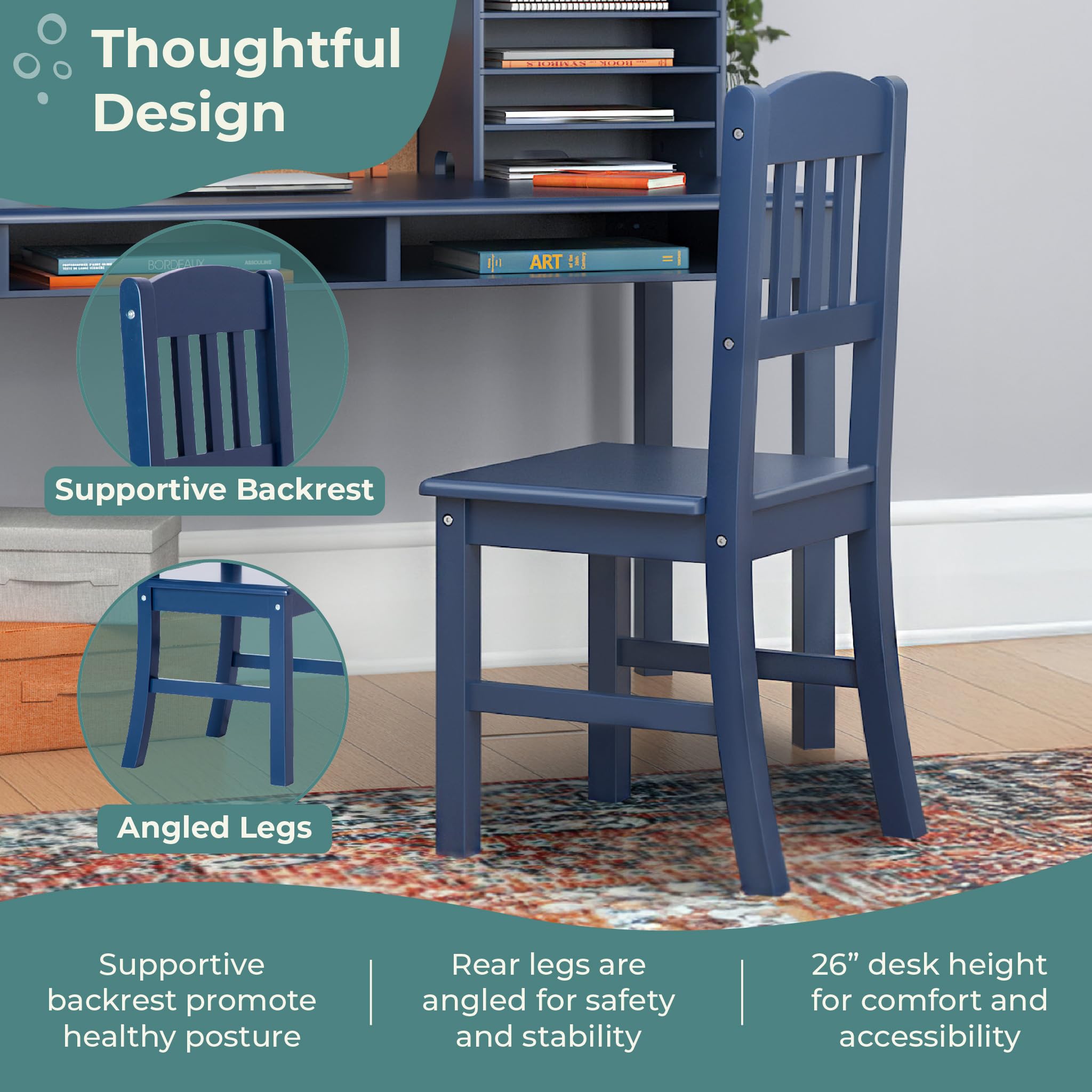 Kids Media Desk & Chair Set - Navy