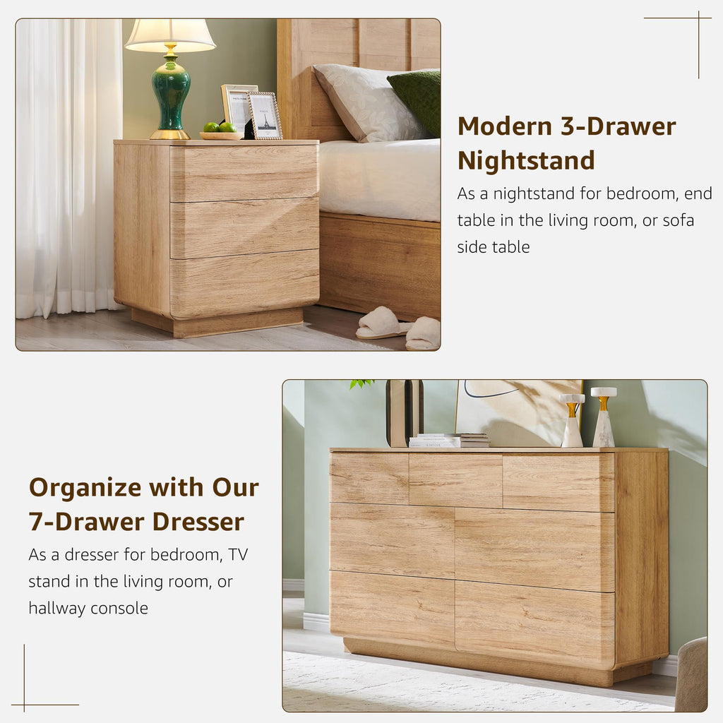 3-Piece Bedroom Furniture Set - Natural Oak