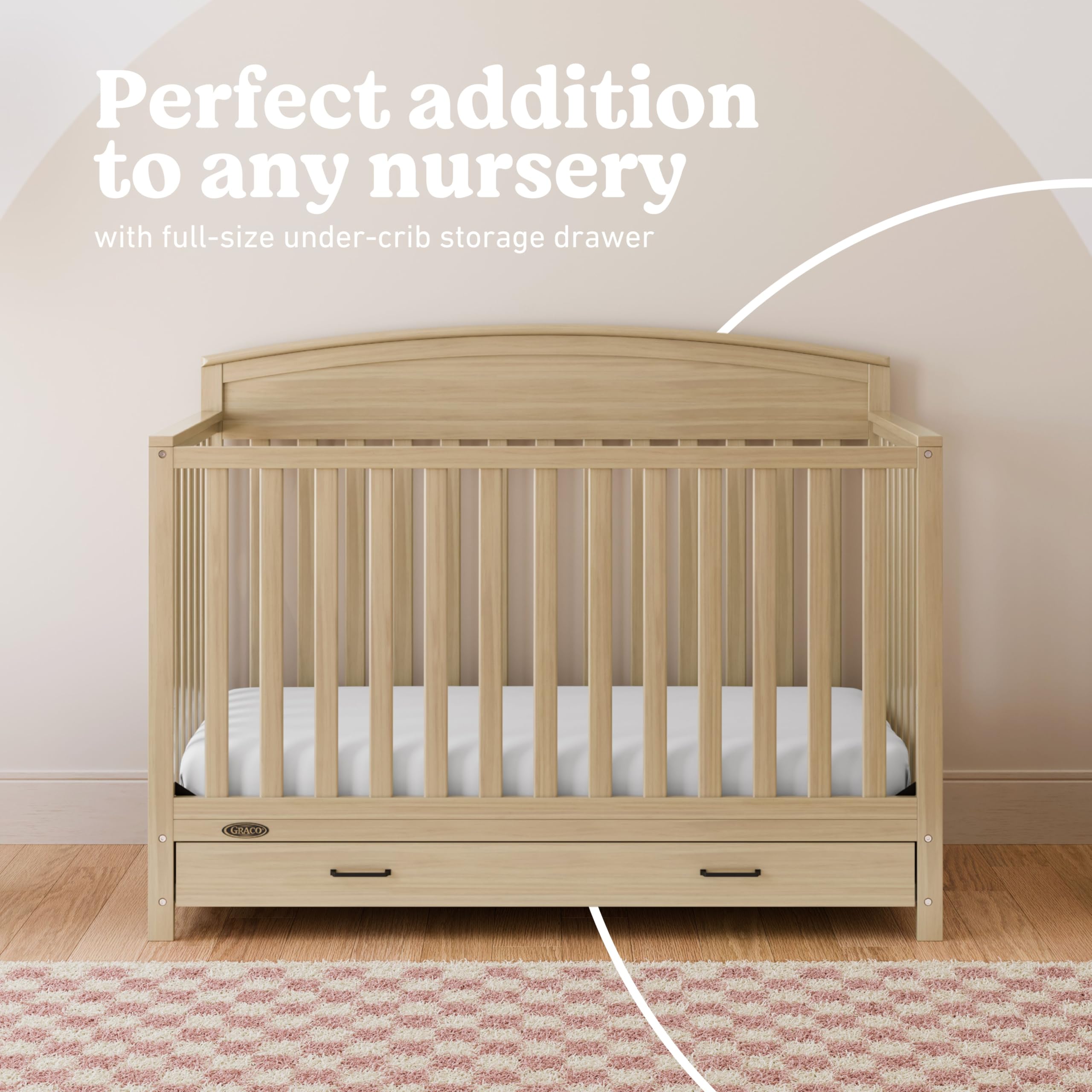 5-in-1 Convertible Crib with Drawer - Driftwood
