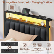 Twin Platform Bed with LED Lights & Charging Station