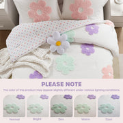 Kids Chenille Comforter Set - White/Purple (4-Piece)
