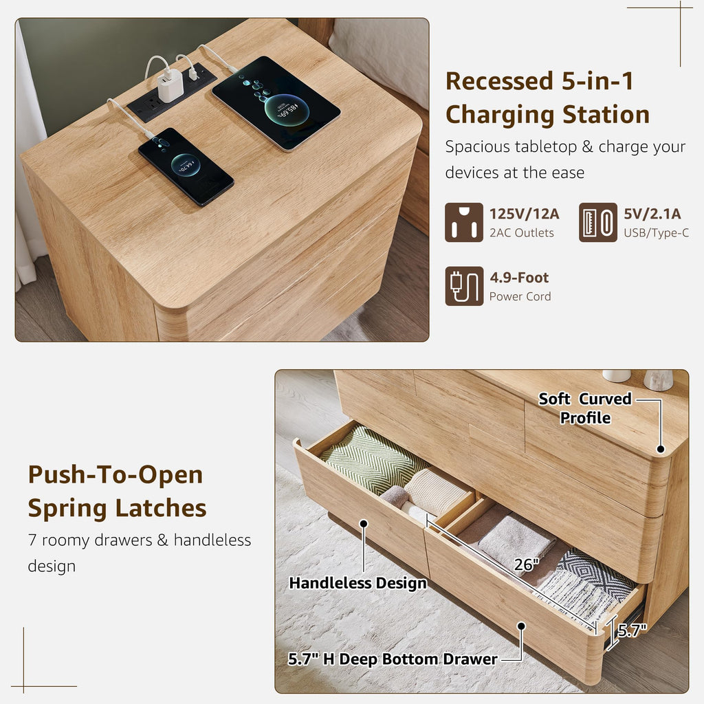 3-Piece Bedroom Furniture Set - Natural Oak