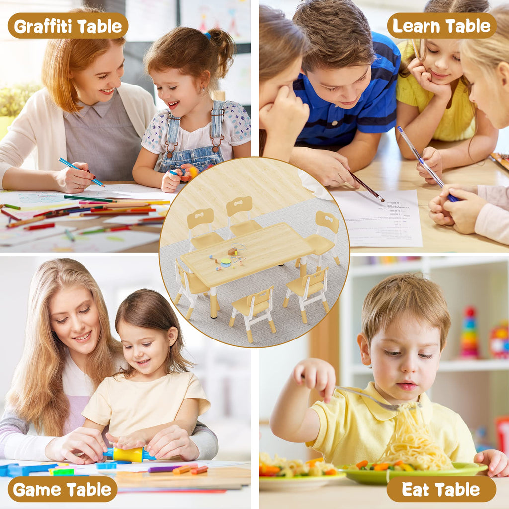 Kids Activity Table & 6 Chairs Set