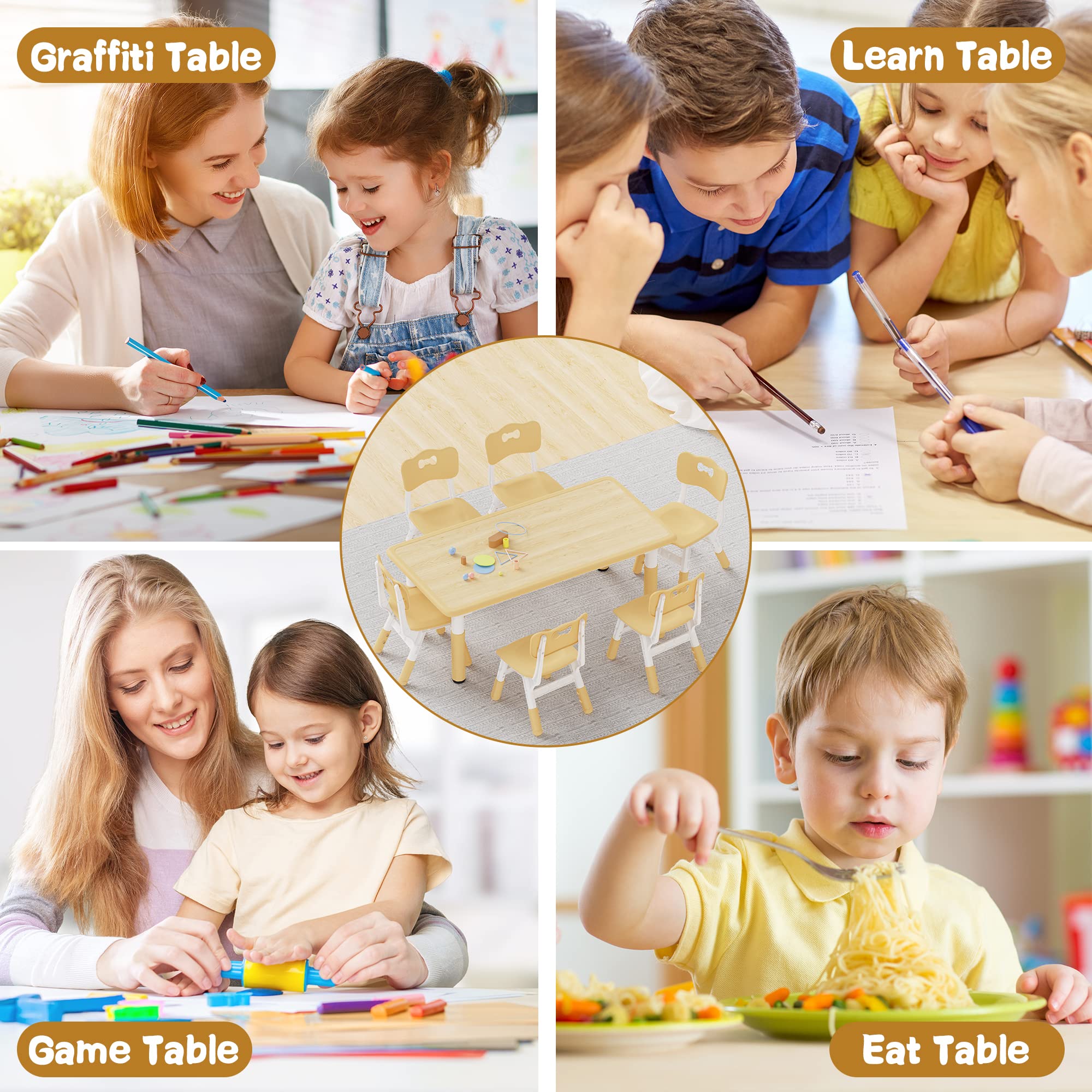 Kids Activity Table & 6 Chairs Set