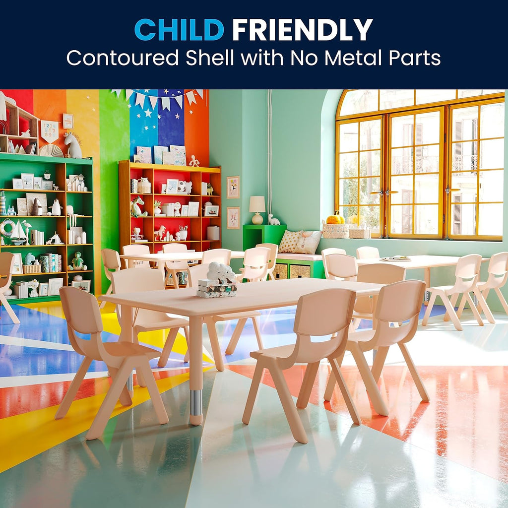 Adjustable Kids Activity Table & 6 Chairs Set - Natural