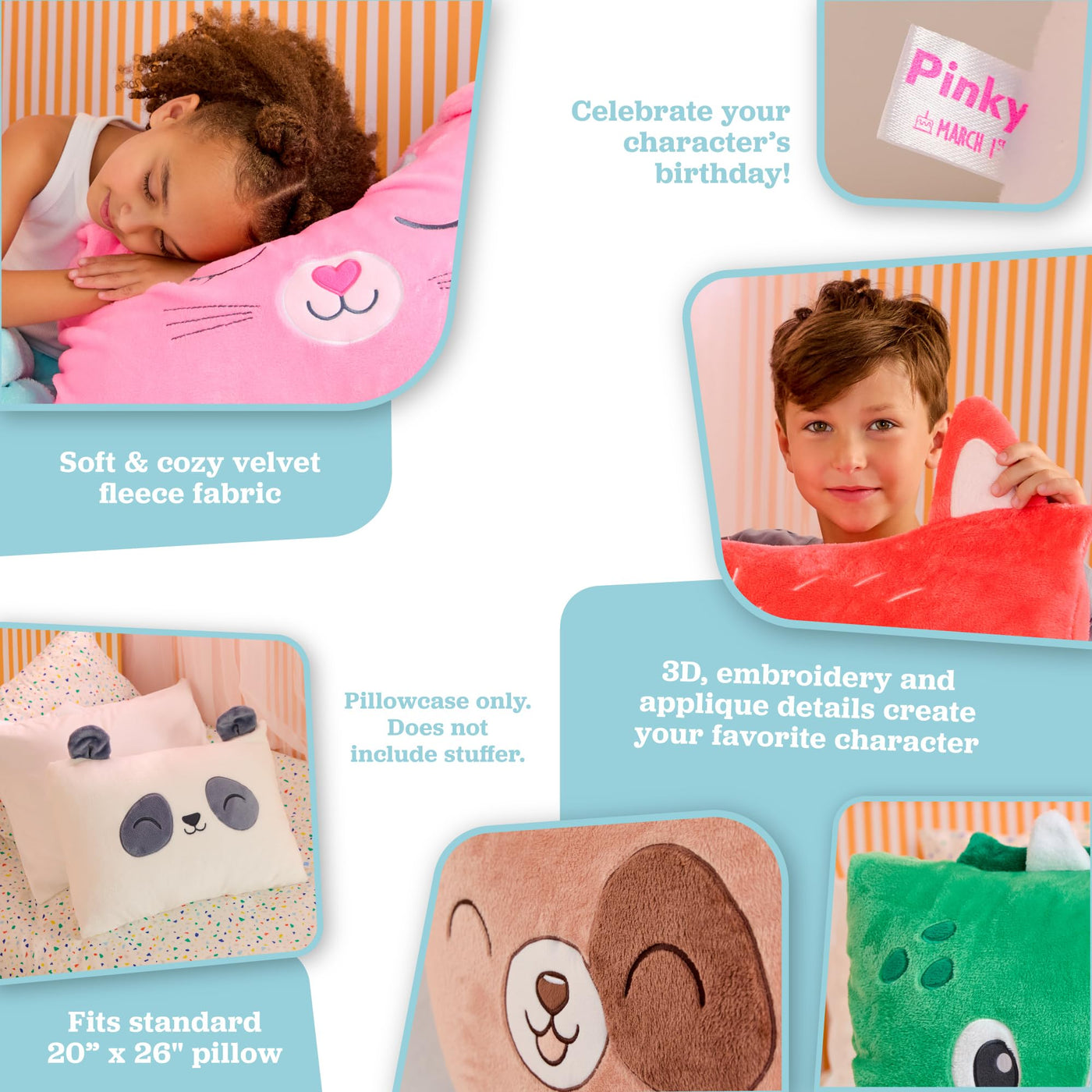 Kids Plush Pillow Pal - Strawberry Cat