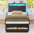 Twin Storage Bed with LED Lights & Charging Station