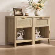 Rattan Nightstand Set - Light Oak