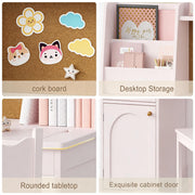 Kids Study Desk & Chair Set with Hutch - Pink