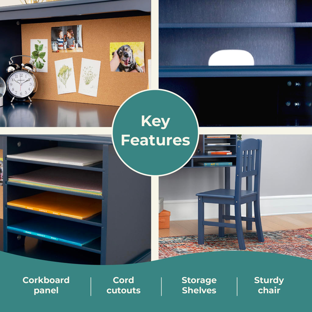 Kids Media Desk & Chair Set - Navy